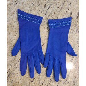 Vintage Womens Size S 6 PURPLE Nylon Formal 8.5" Gloves Embroidered